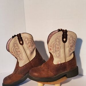 Justin Boots Brown and Cream Western Boots
